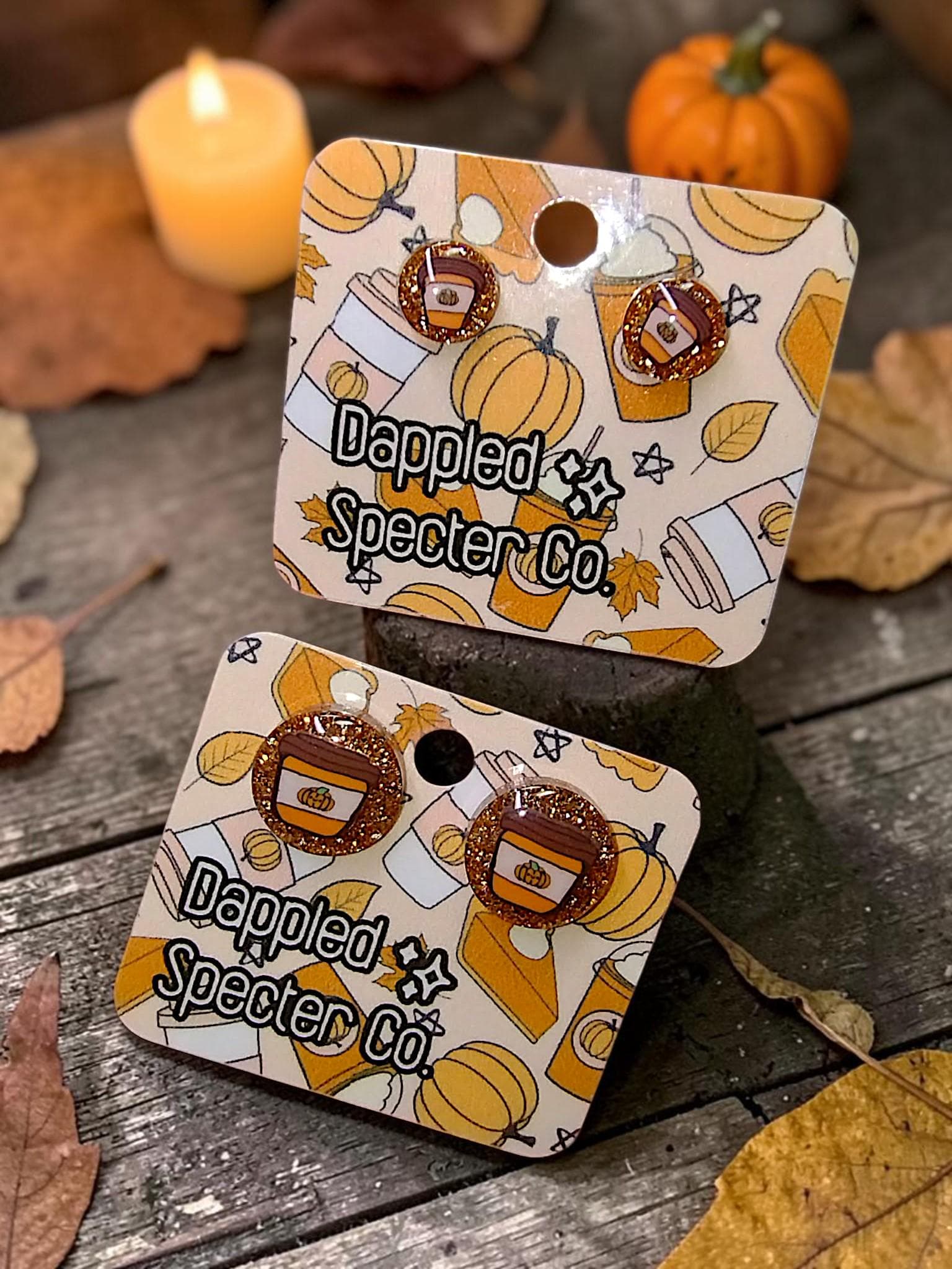 Pumpkin Spice Drink Stud Earrings- Fun Lightweight Earrings- Resin/Stainless Steel