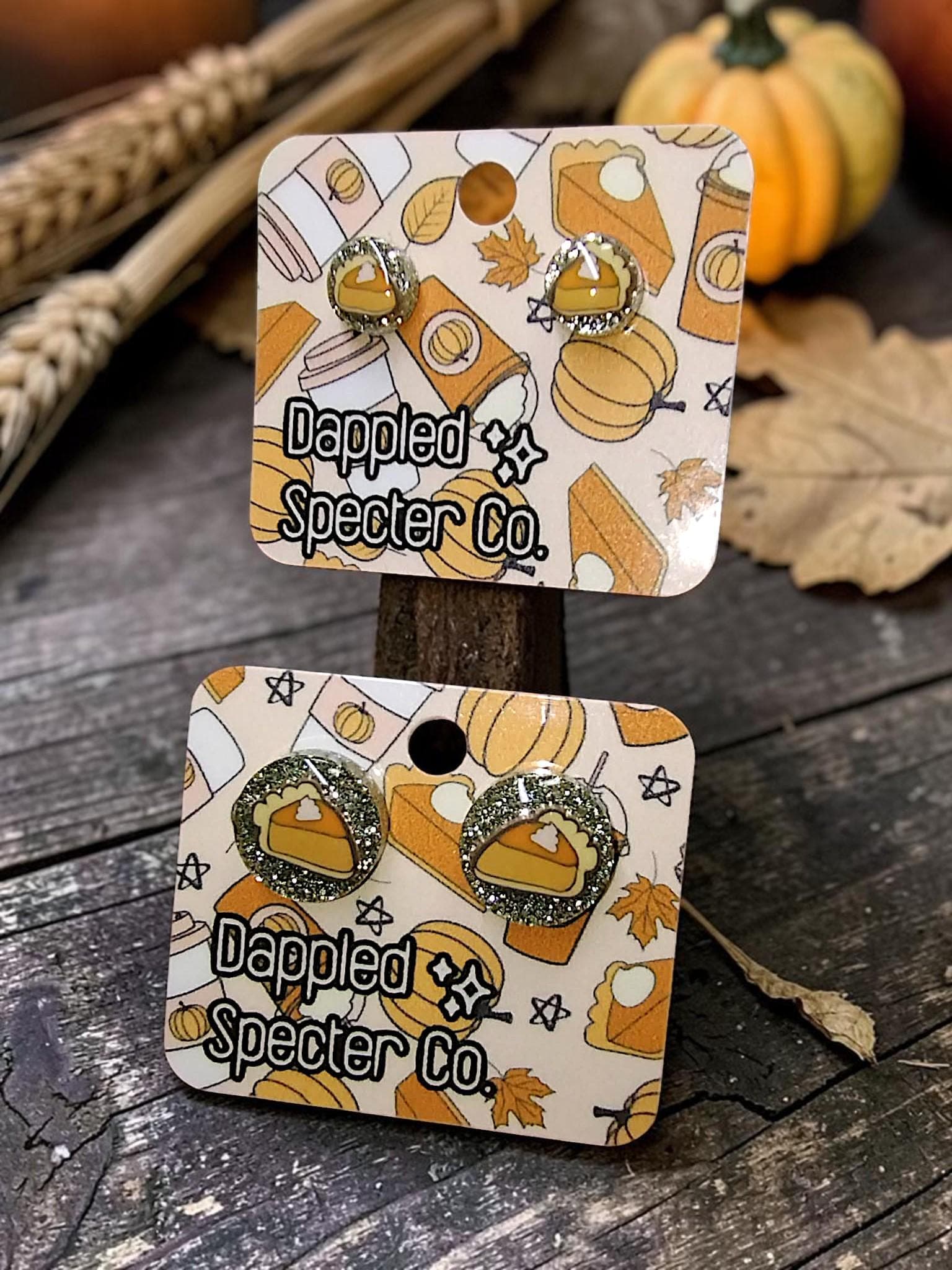 Pumpkin Pie Stud Earrings- Fun Lightweight Earrings- Resin/Stainless Steel