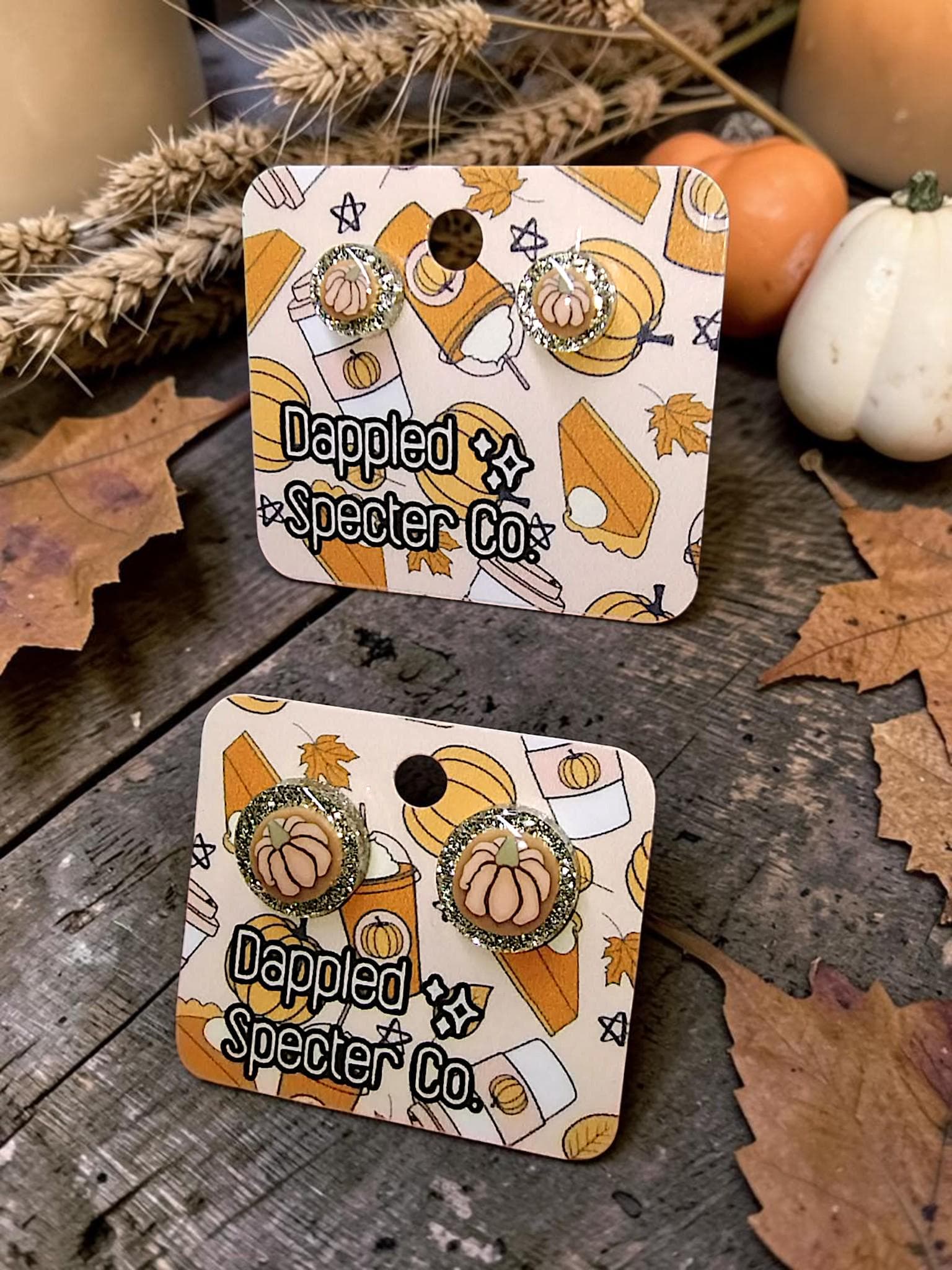 Autumn Pumpkin Stud Earrings- Fun Lightweight Earrings- Resin/Stainless Steel